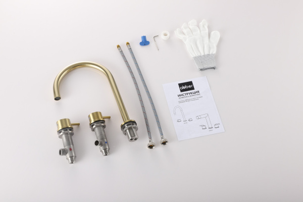 Смеситель ABBER Wasser Kreis 316 AF8108BG-M для раковины, золото брашированное